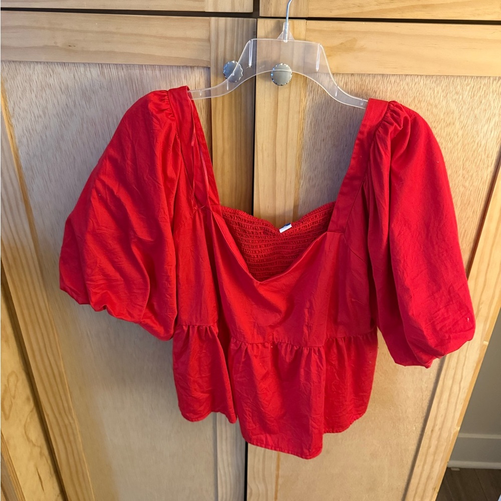 Old Navy Red Puff Sleeve Blouse